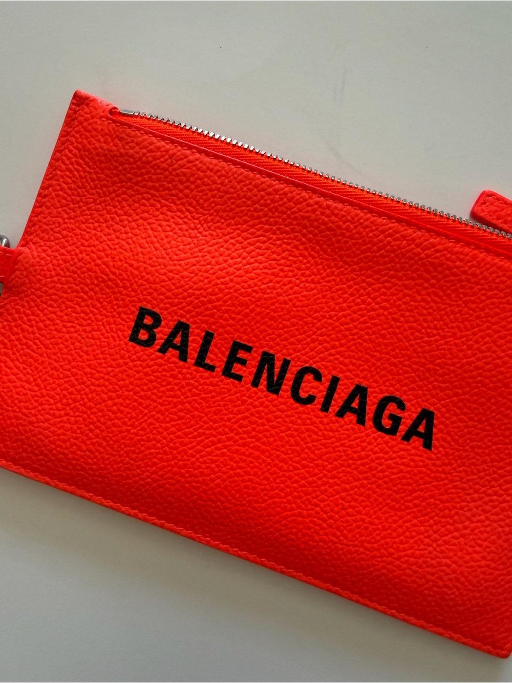 Balenciaga Neon Orange Zip Pouch with Wrist Strap - Picture 3 of 9